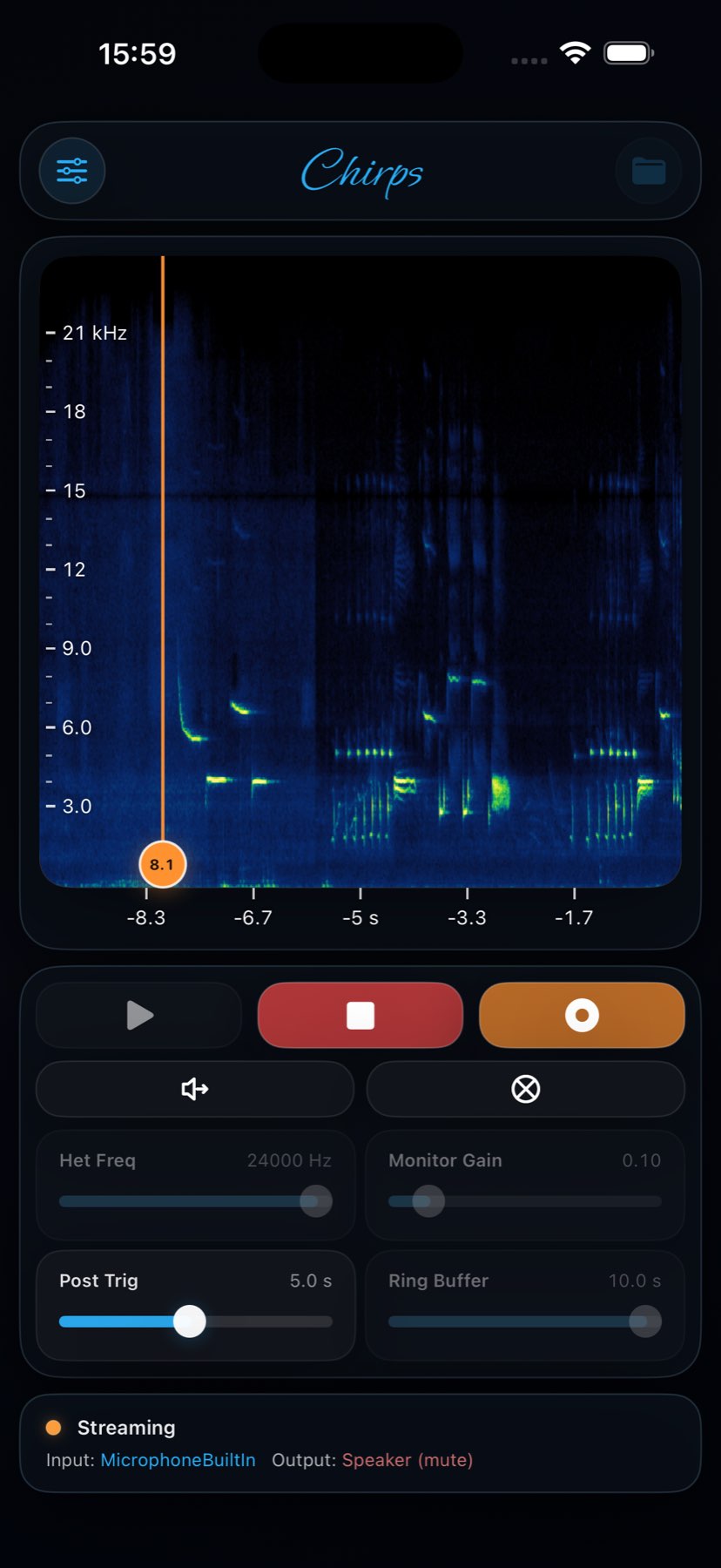 Chirps spectrogram on iPhone